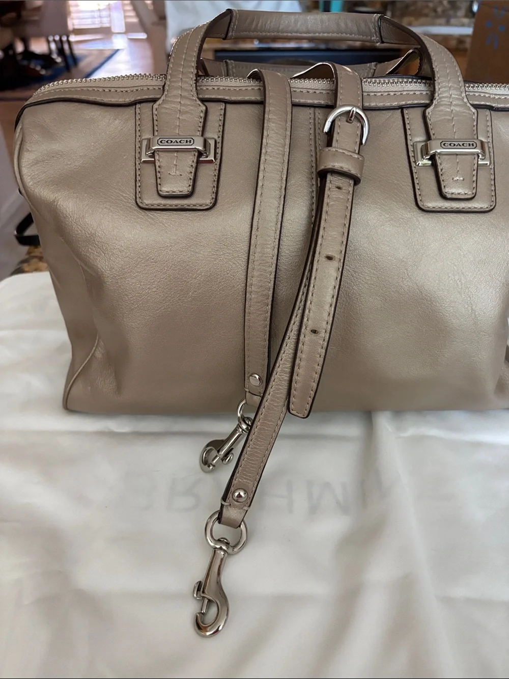COACH- Taylor metallic Beige leather satchel